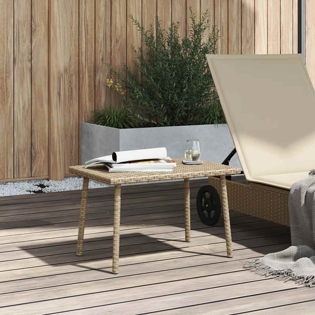 vidaXL Stolik kawowy ogrodowy prostokątny beżowy 60x40x37cm polirattan