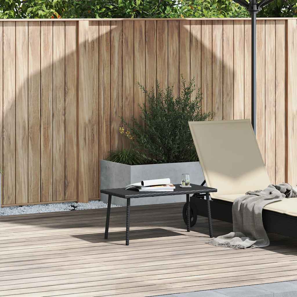 vidaXL Stolik kawowy ogrodowy prostokątny czarny 80x40x37cm polirattan