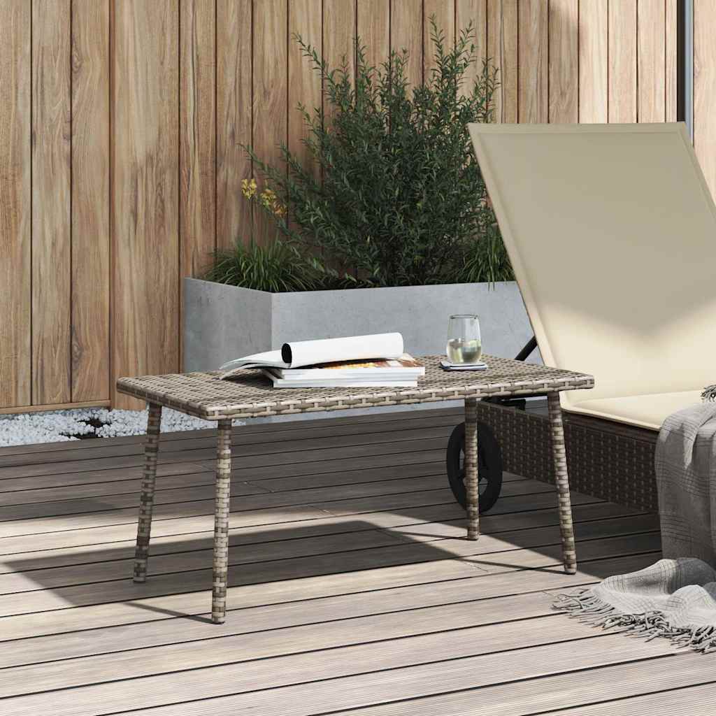 vidaXL Stolik kawowy ogrodowy prostokątny szary 80x40x37 cm polirattan
