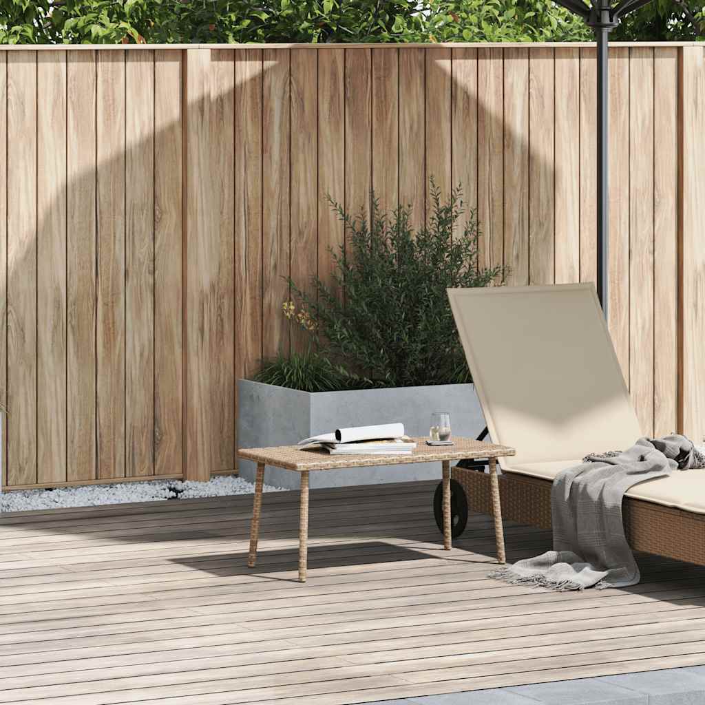 vidaXL Stolik kawowy ogrodowy prostokątny beżowy 80x40x37cm polirattan
