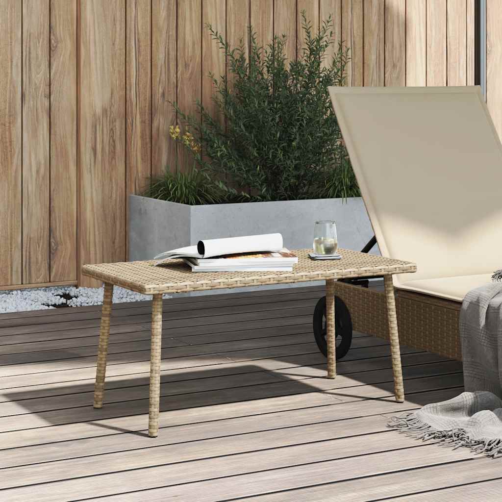 vidaXL Stolik kawowy ogrodowy prostokątny beżowy 80x40x37cm polirattan
