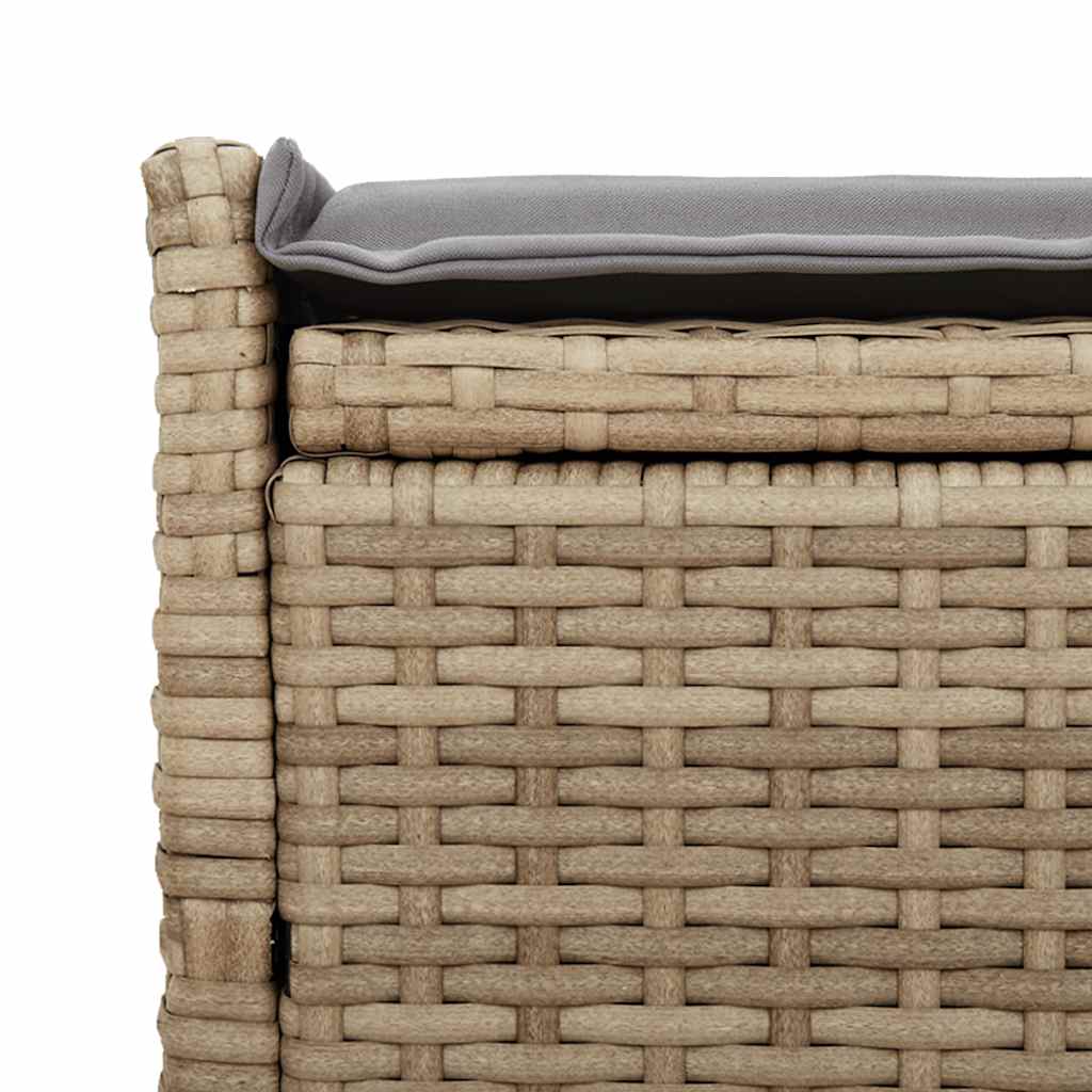 vidaXL Ławka ogrodowa ze schowkiem i poduszką beżowa 100 cm polirattan