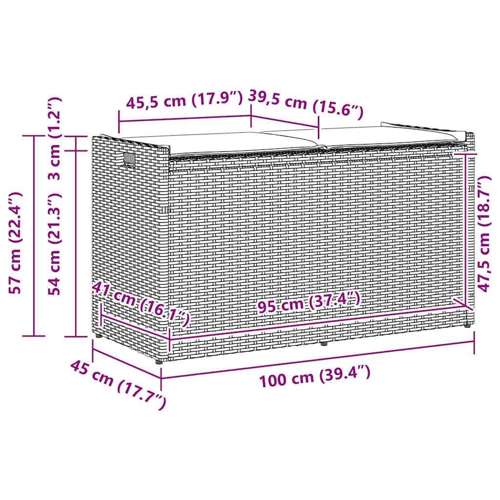 vidaXL Ławka ogrodowa ze schowkiem i poduszką, jasnoszara, 100 cm