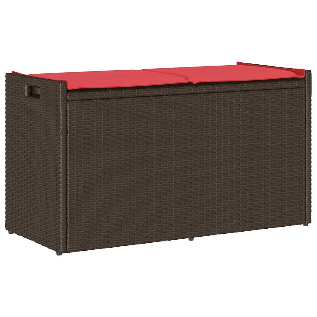 vidaXL Ławka ogrodowa z poduszką brązowa 100 cm polirattan
