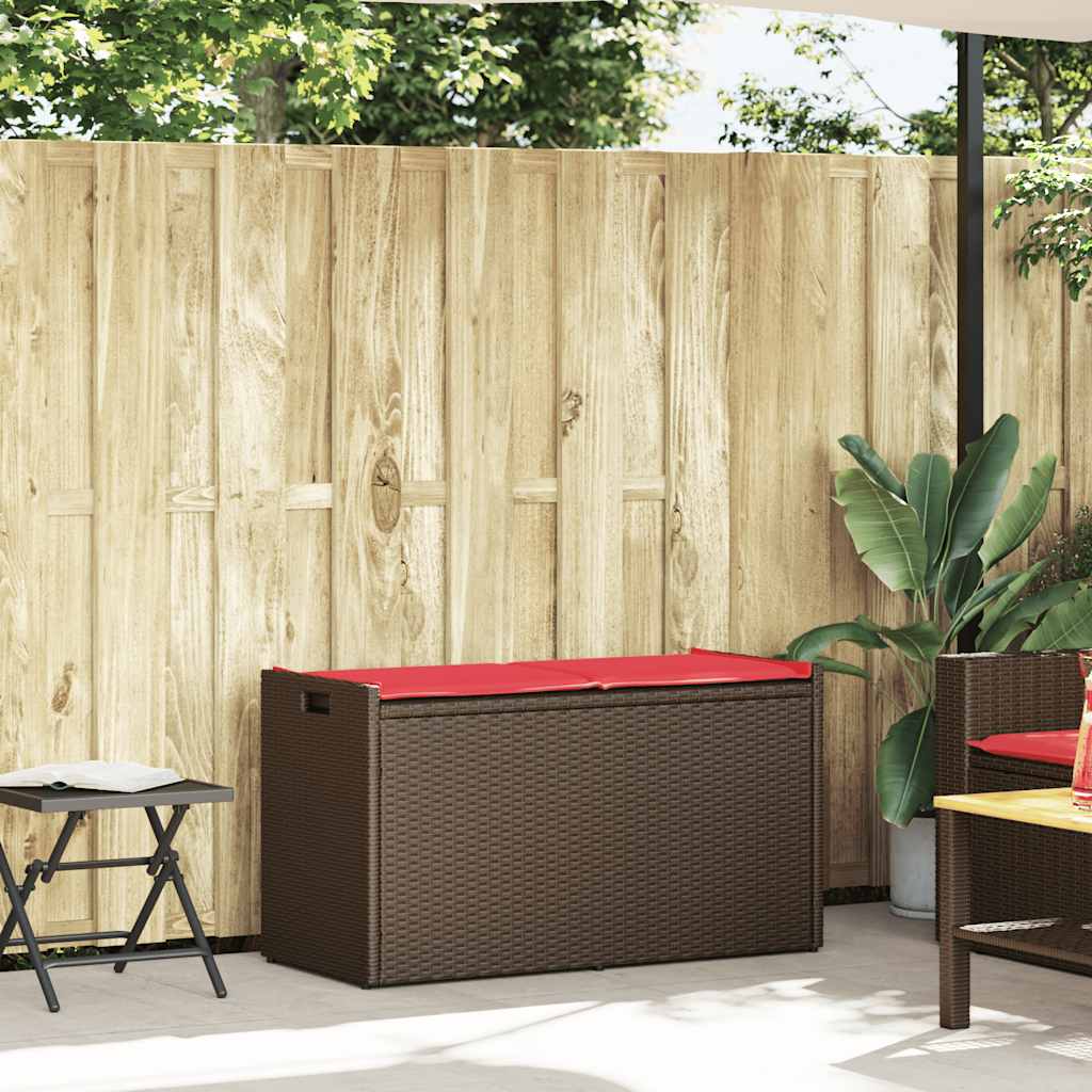 vidaXL Ławka ogrodowa z poduszką brązowa 100 cm polirattan