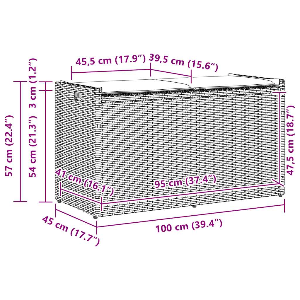 vidaXL Ławka ogrodowa z poduszką brązowa 100 cm polirattan