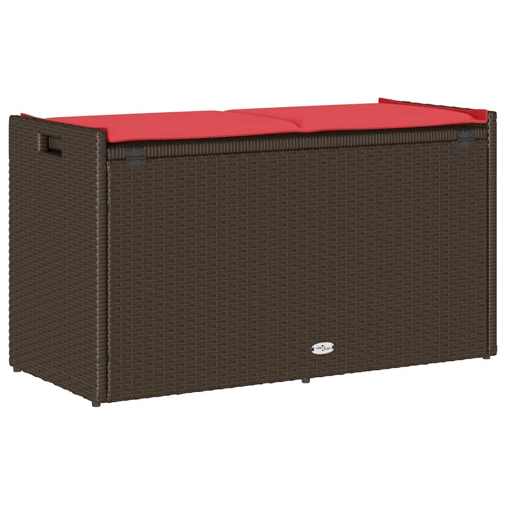 vidaXL Ławka ogrodowa z poduszką brązowa 100 cm polirattan