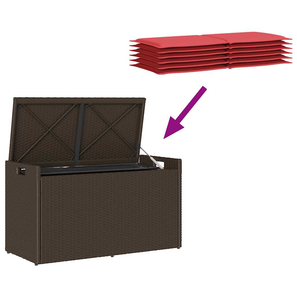 vidaXL Ławka ogrodowa z poduszką brązowa 100 cm polirattan