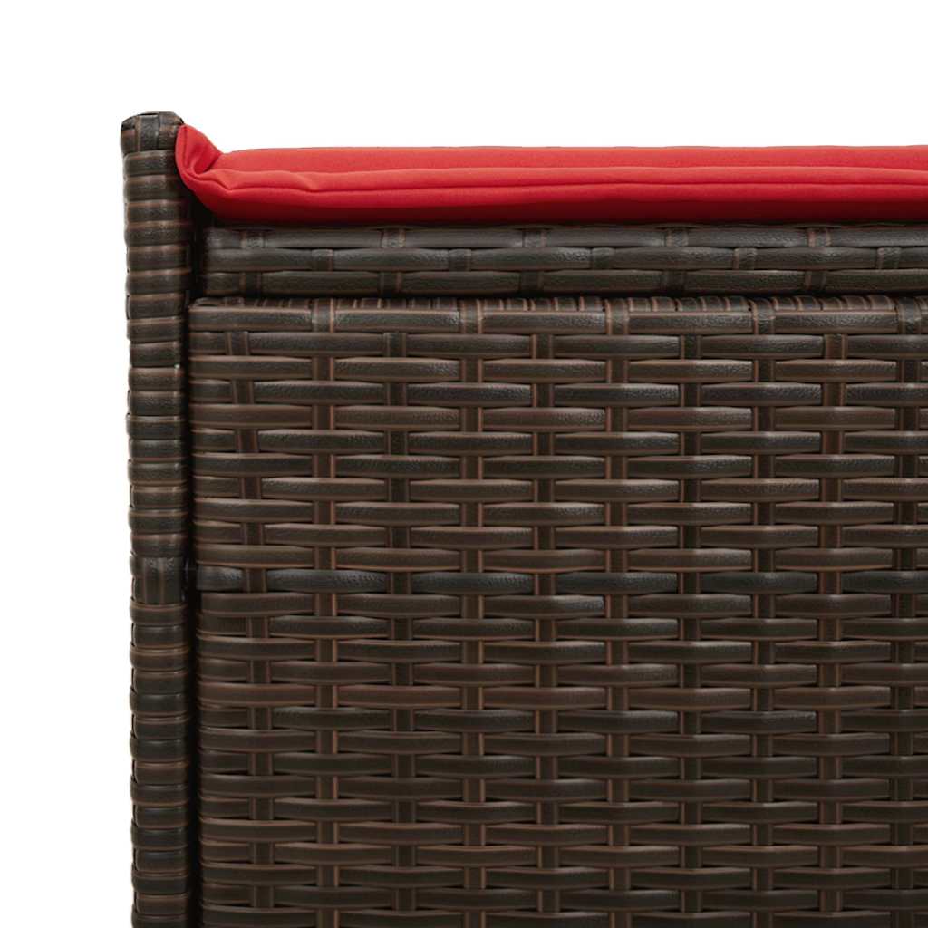 vidaXL Ławka ogrodowa z poduszką brązowa 100 cm polirattan