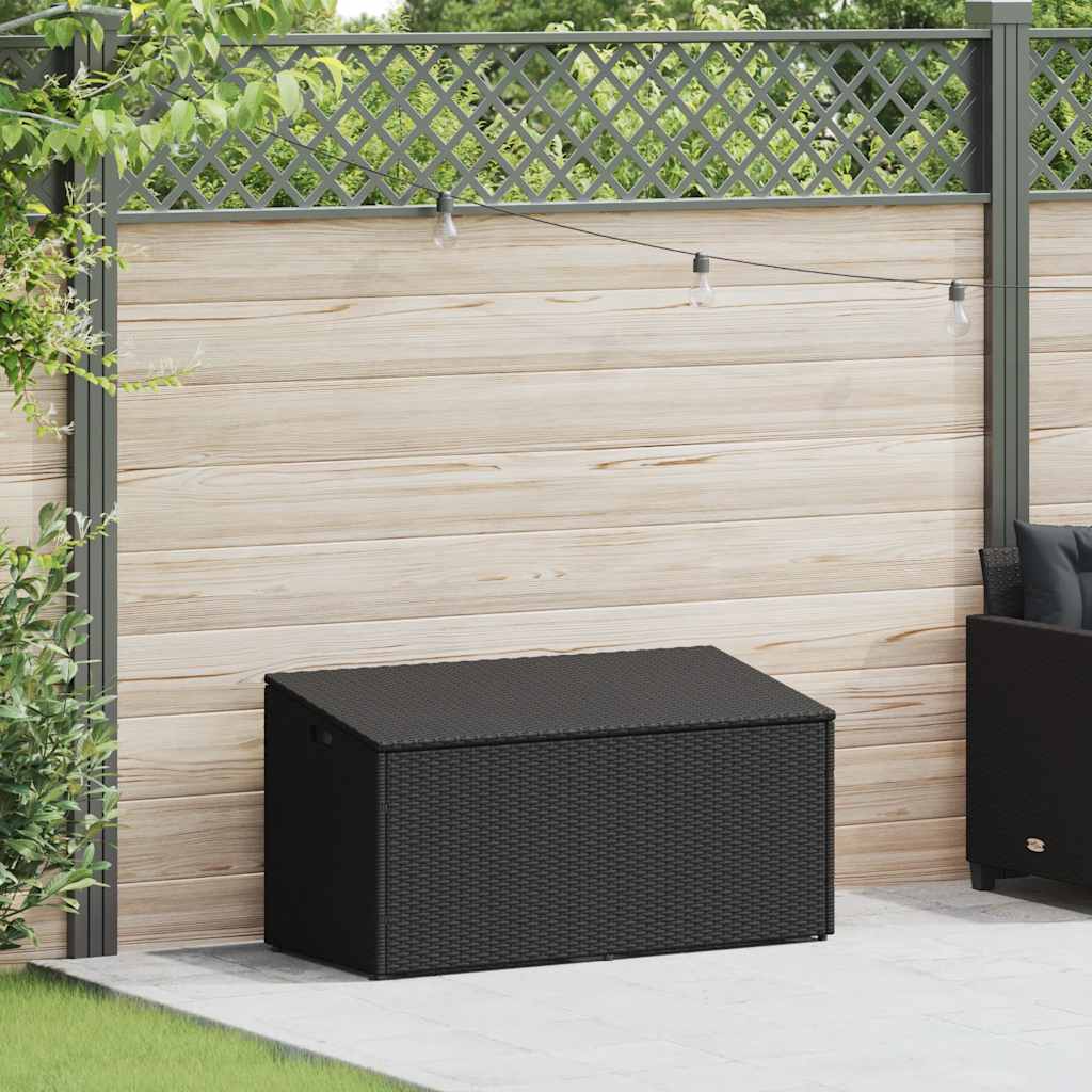 vidaXL Skrzynia ogrodowa, czarna, 110x50x58 cm, polirattan