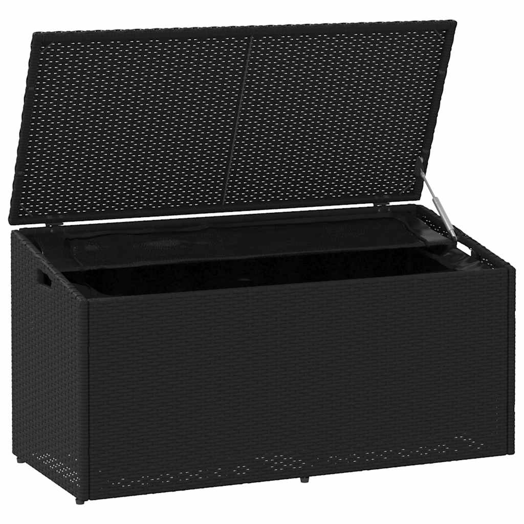 vidaXL Skrzynia ogrodowa, czarna, 110x50x58 cm, polirattan