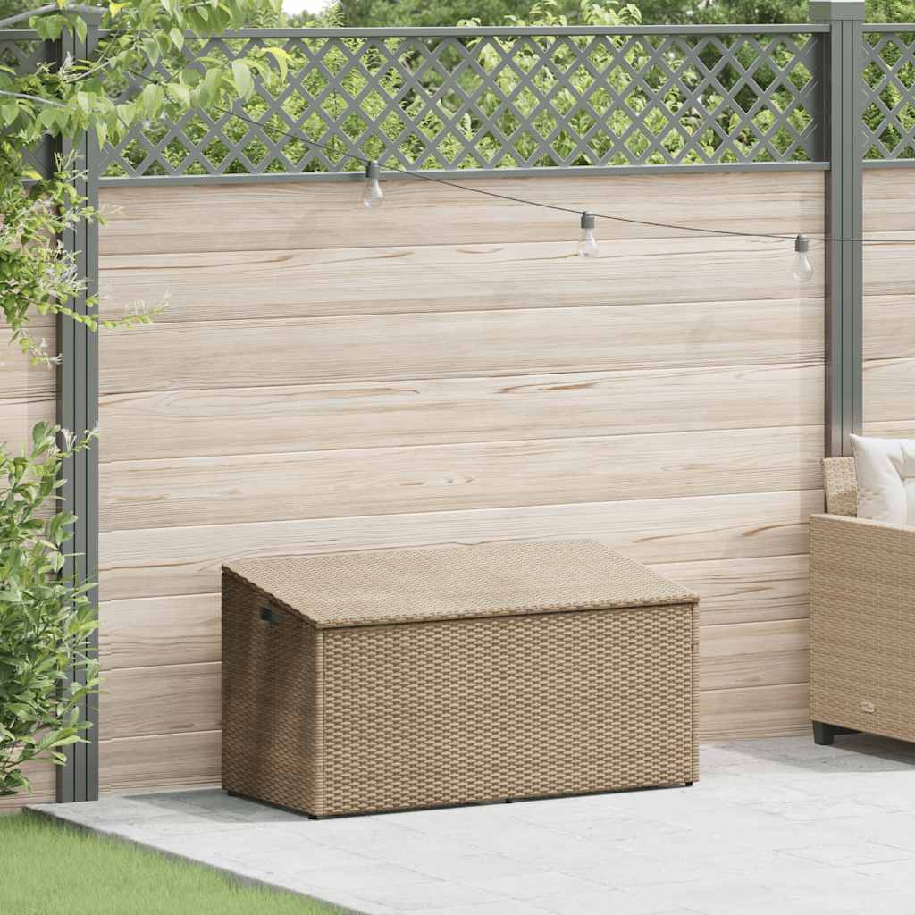 vidaXL Skrzynia ogrodowa beżowa 110x50x58 cm polirattan