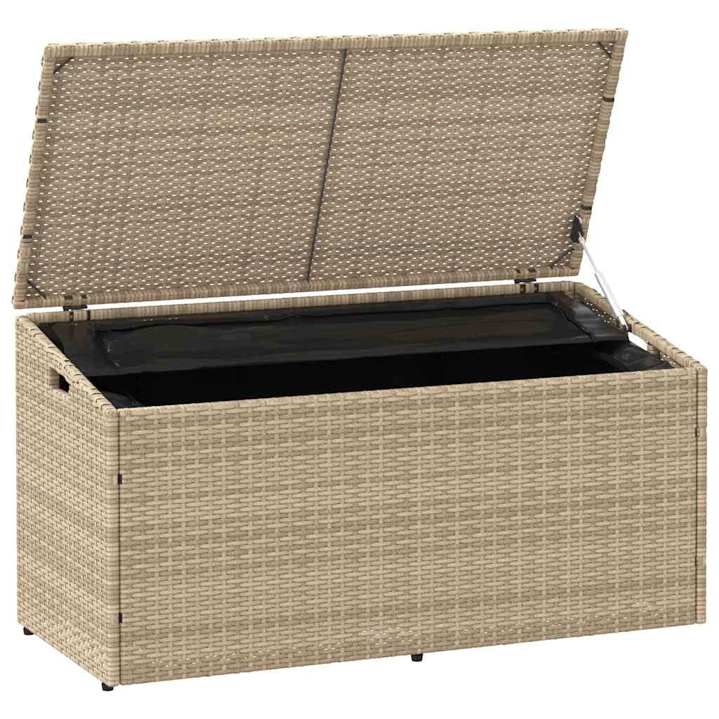 vidaXL Skrzynia ogrodowa beżowa 110x50x58 cm polirattan