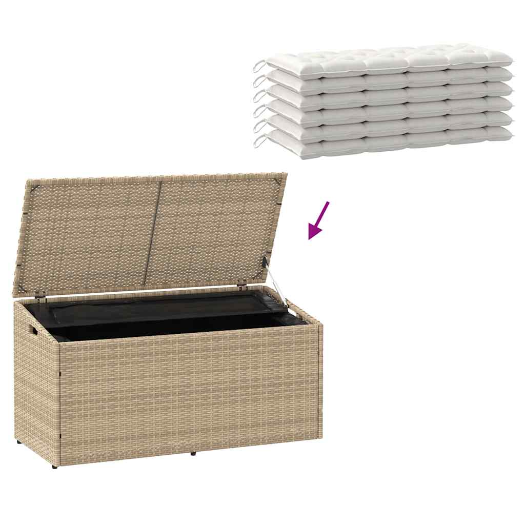 vidaXL Skrzynia ogrodowa beżowa 110x50x58 cm polirattan
