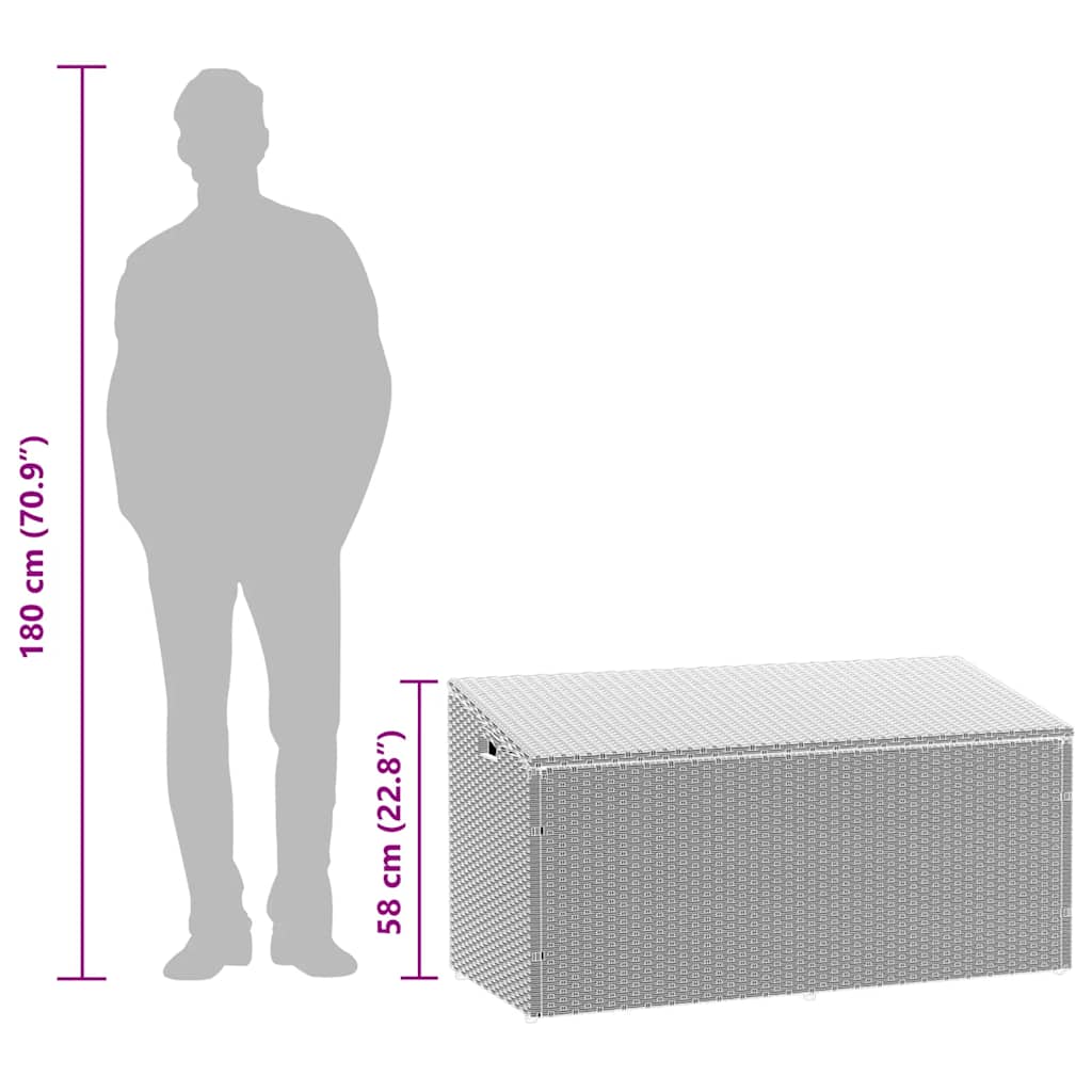 vidaXL Skrzynia ogrodowa jasnoszara 110x50x58 cm polirattan