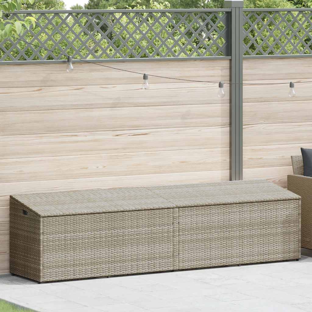 vidaXL Skrzynia ogrodowa jasnoszara 220x50x58 cm polirattan