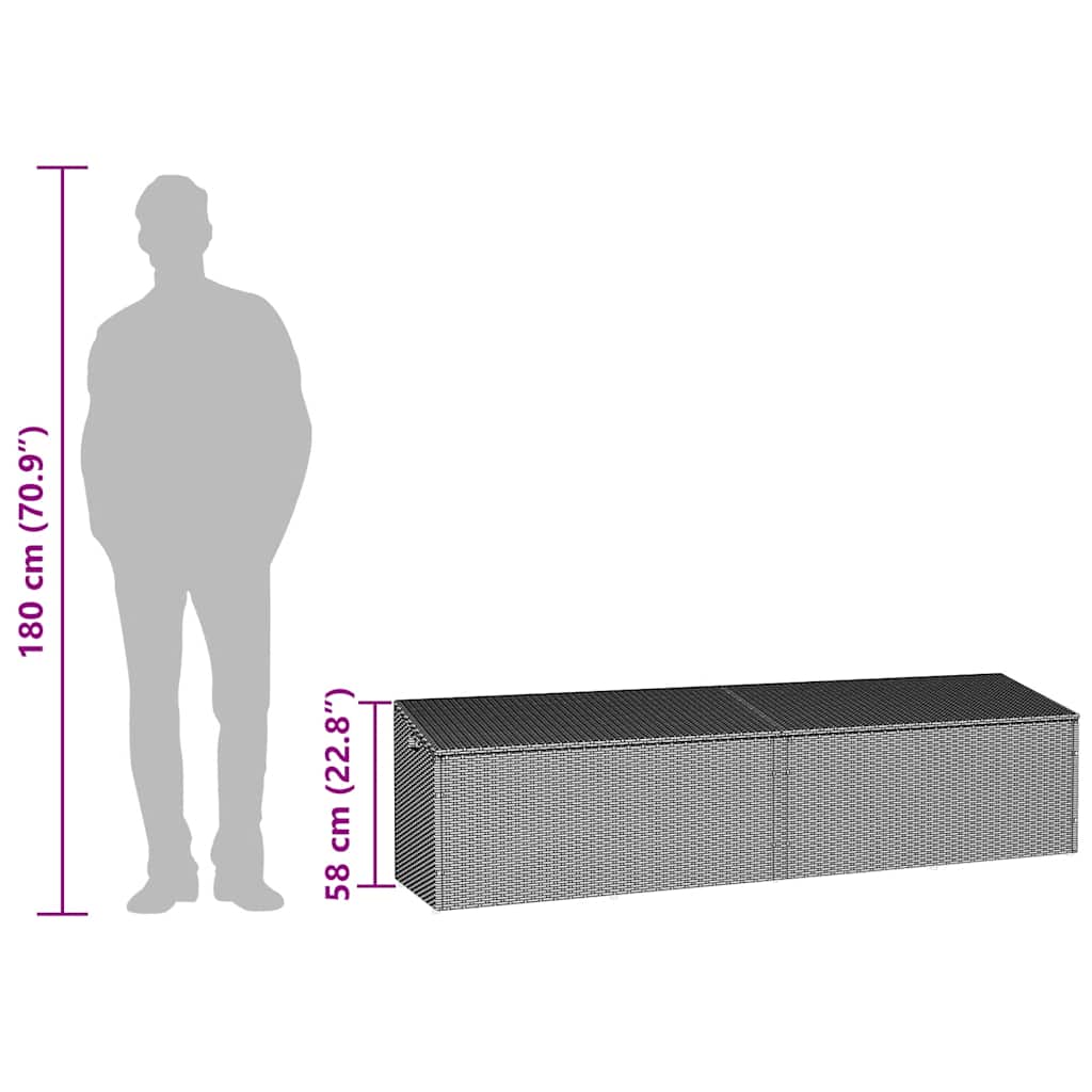 vidaXL Skrzynia ogrodowa jasnoszara 220x50x58 cm polirattan