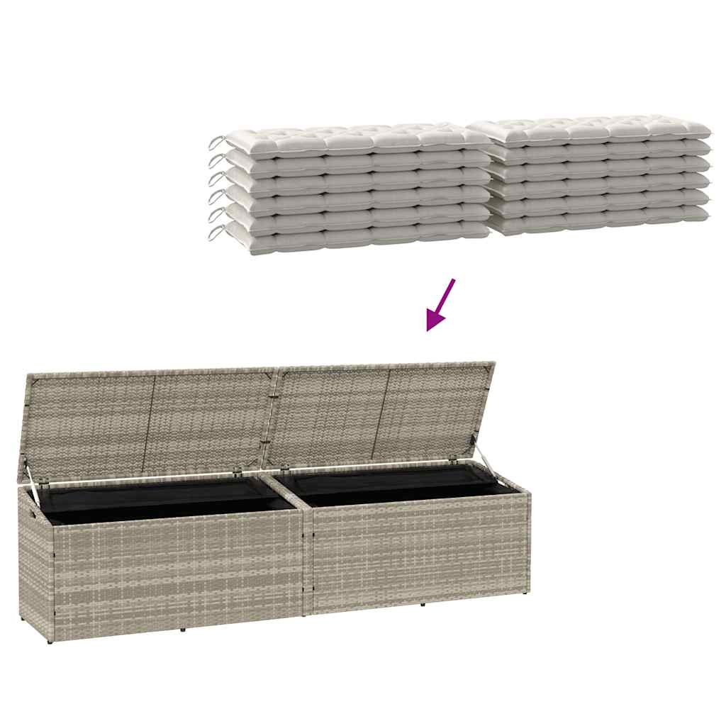 vidaXL Skrzynia ogrodowa jasnoszara 220x50x58 cm polirattan