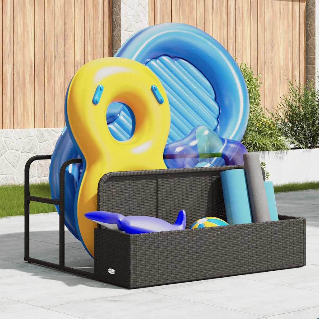vidaXL Poolside Float Storage Czarny 110x100x57 cm Polirattan