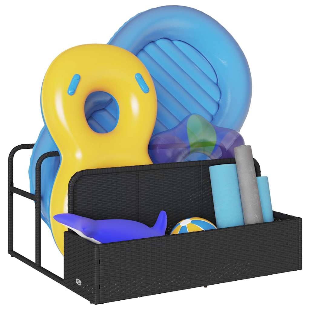 vidaXL Poolside Float Storage Czarny 110x100x57 cm Polirattan