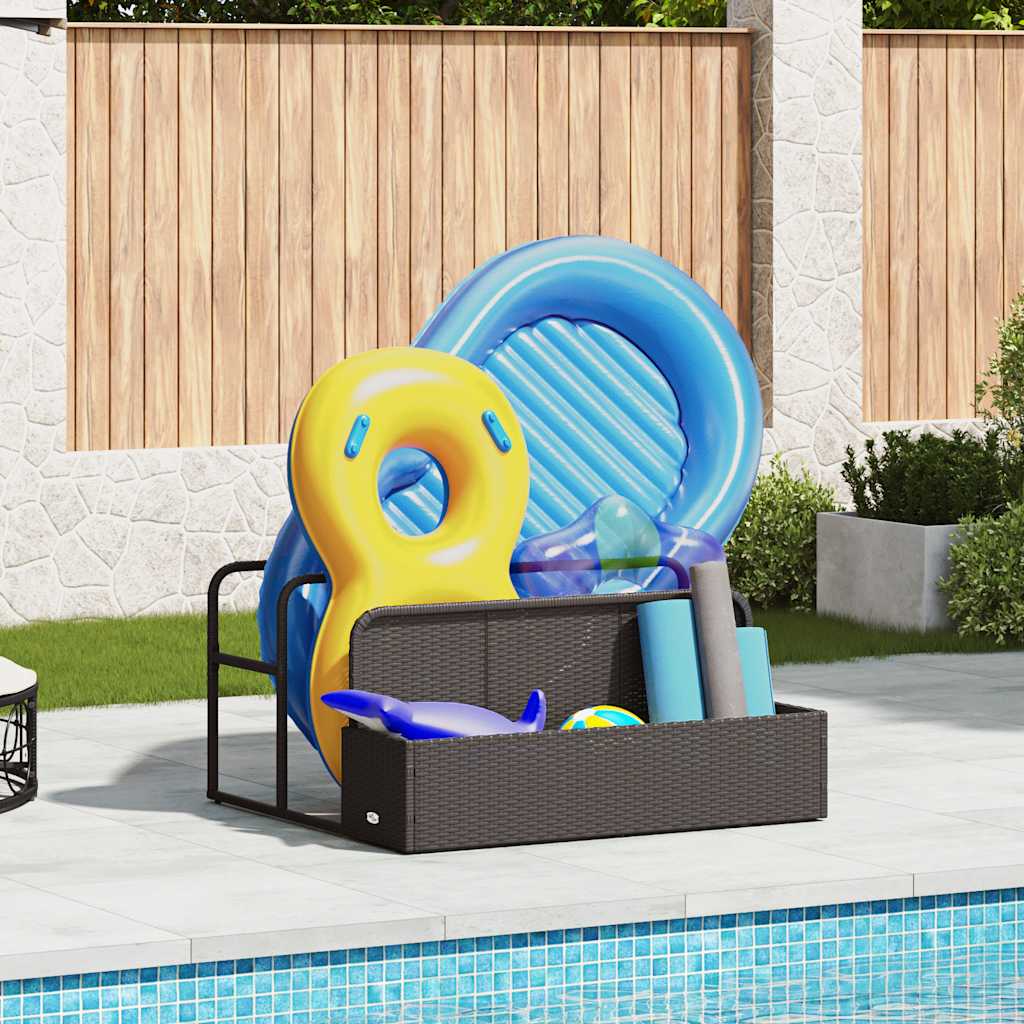 vidaXL Poolside Float Storage Czarny 110x100x57 cm Polirattan