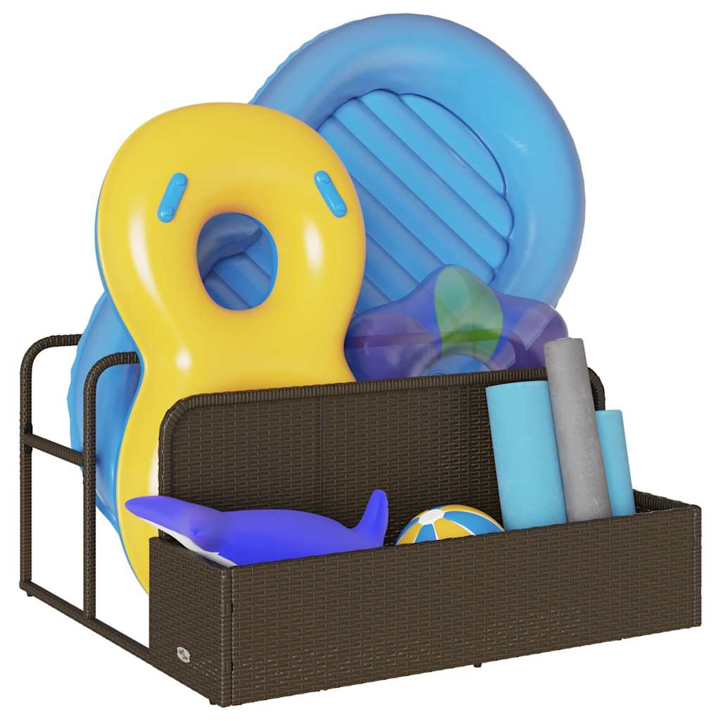 vidaXL Poolside Float Storage Brązowy 110x100x57 cm Polirattan
