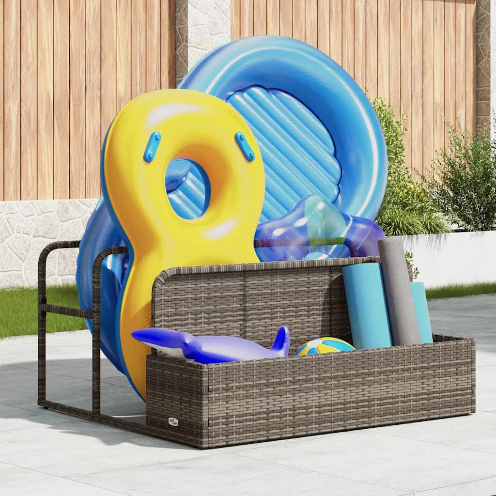 vidaXL Poolside Float Storage Szary 110x100x57 cm Polirattan