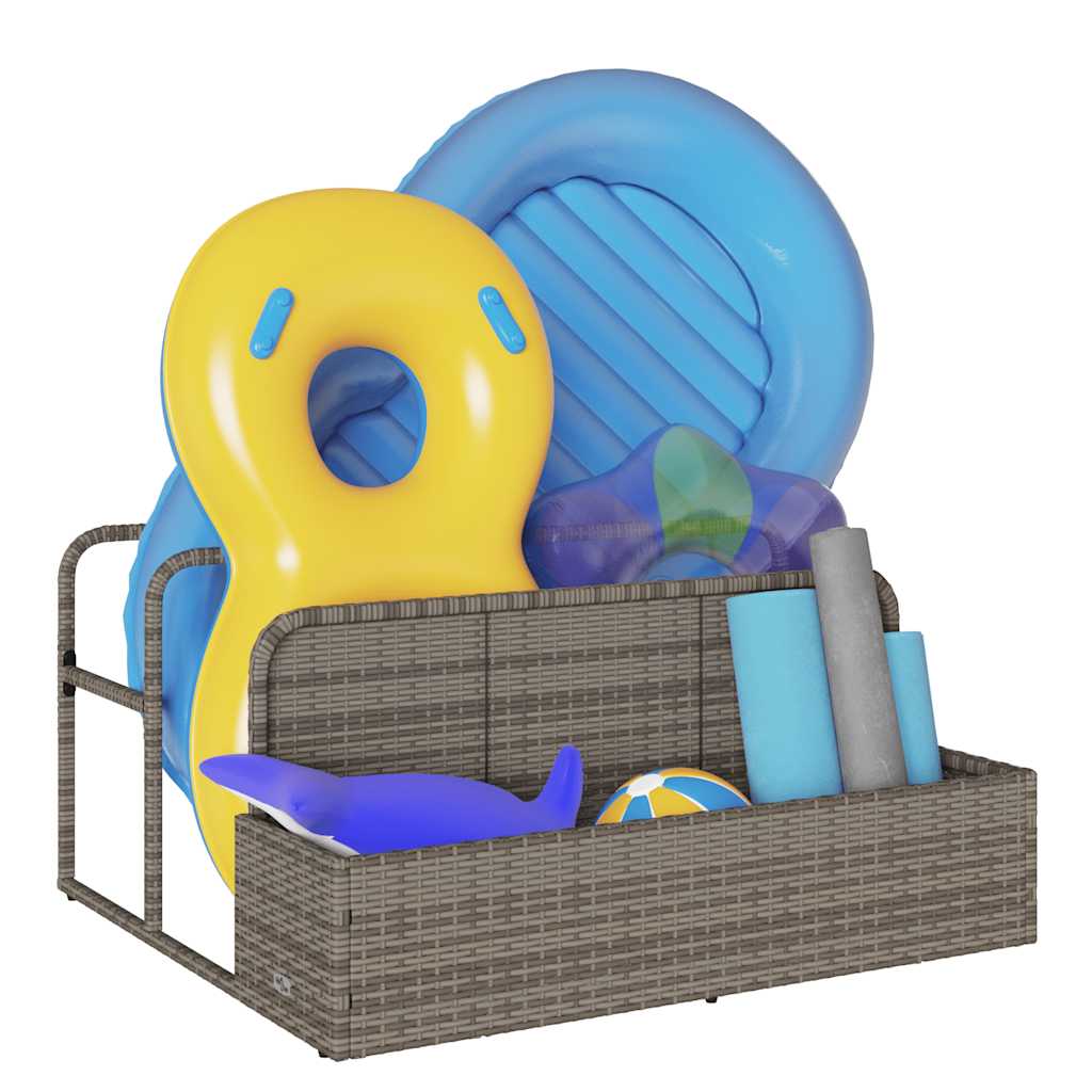 vidaXL Poolside Float Storage Szary 110x100x57 cm Polirattan