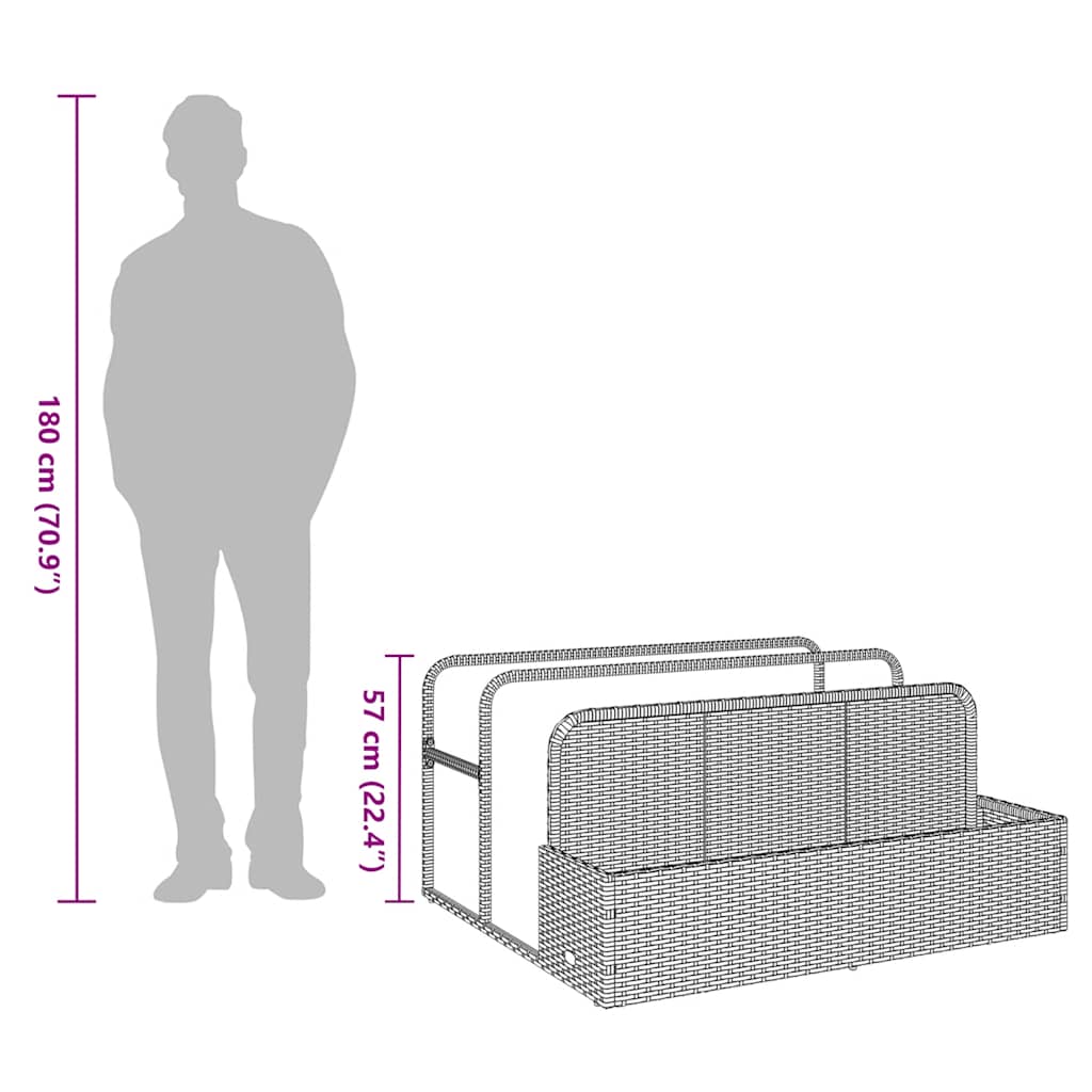 vidaXL Poolside Float Storage Szary 110x100x57 cm Polirattan