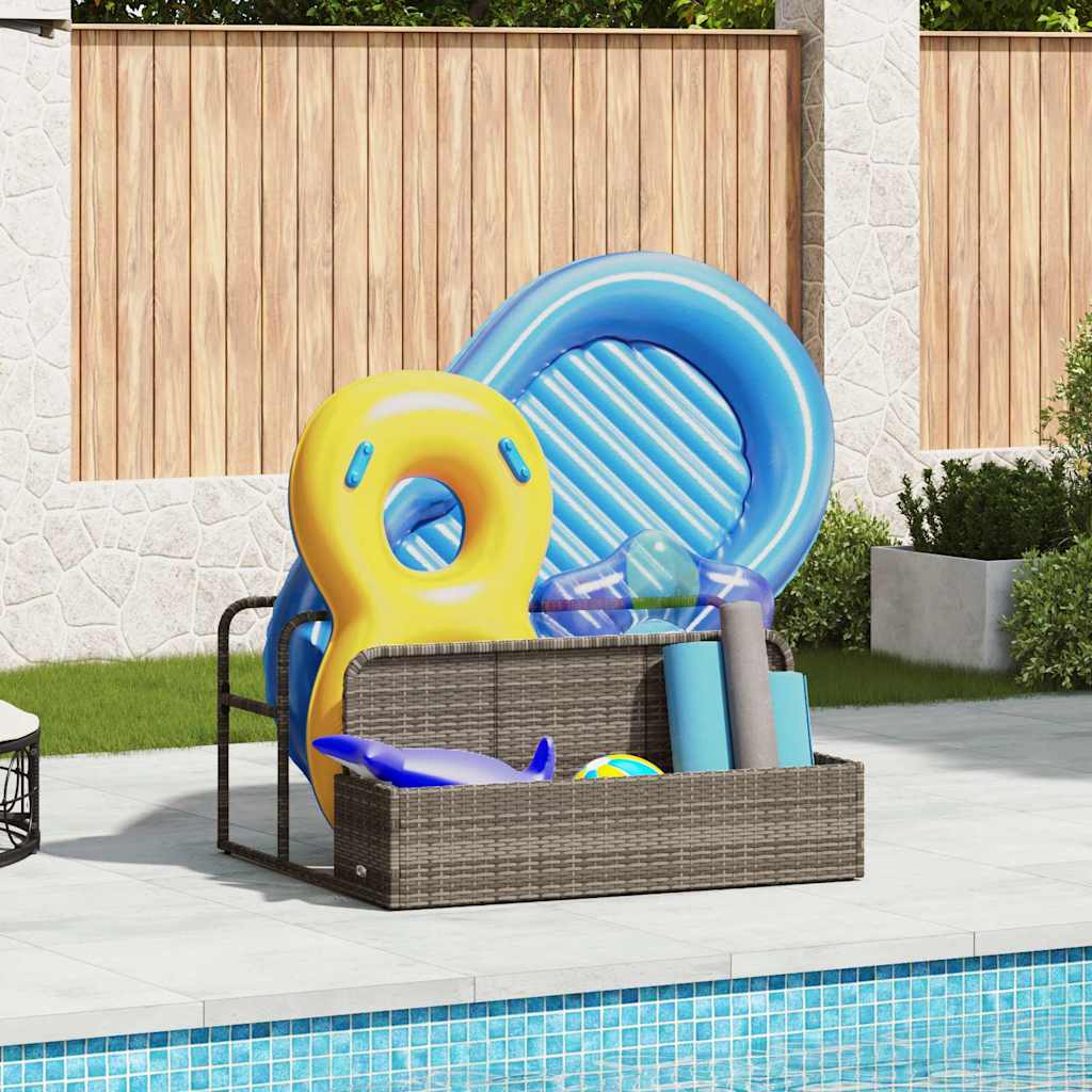 vidaXL Poolside Float Storage Szary 110x100x57 cm Polirattan
