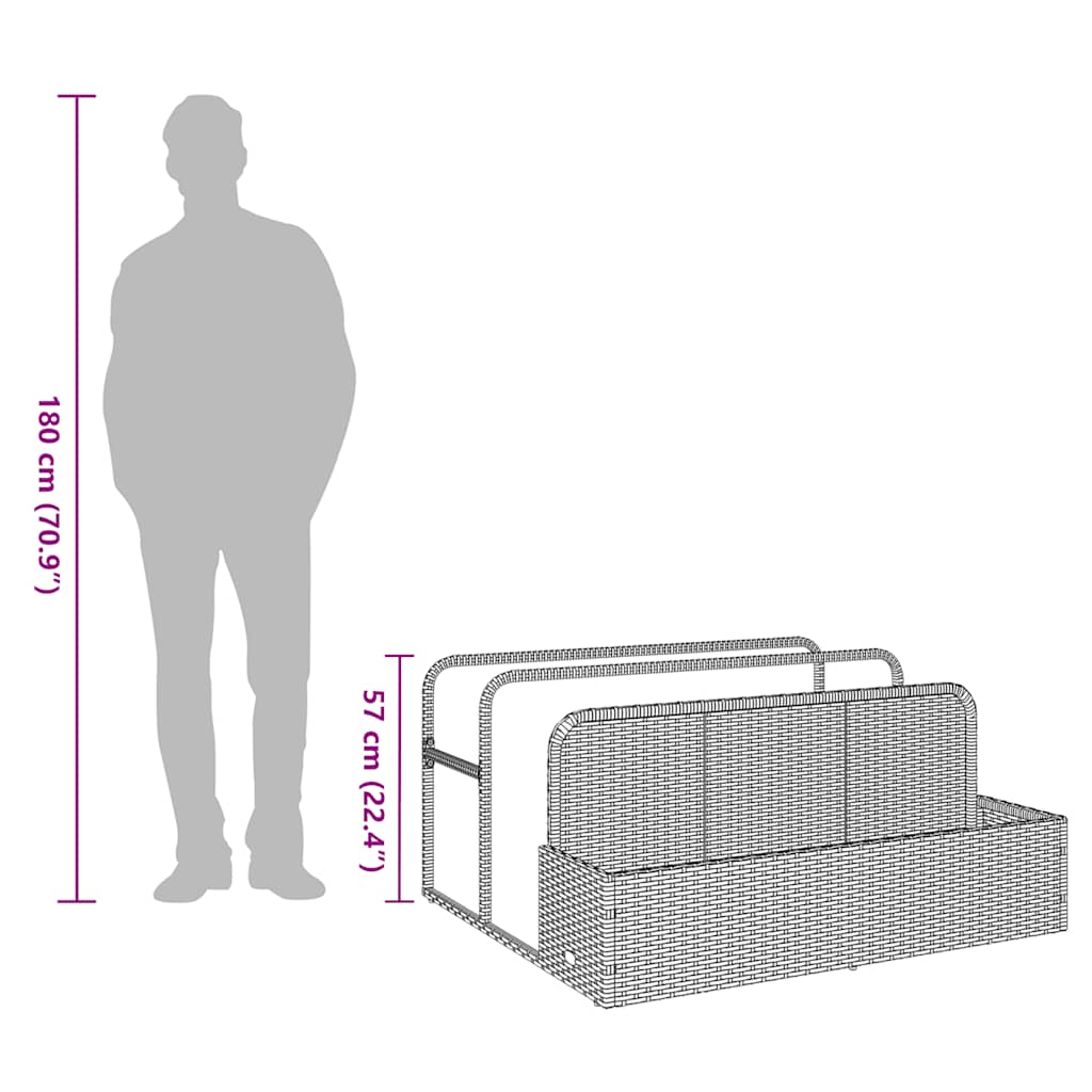 vidaXL Poolside Float Storage Jasnoszary 110x100x57 cm Polirattan