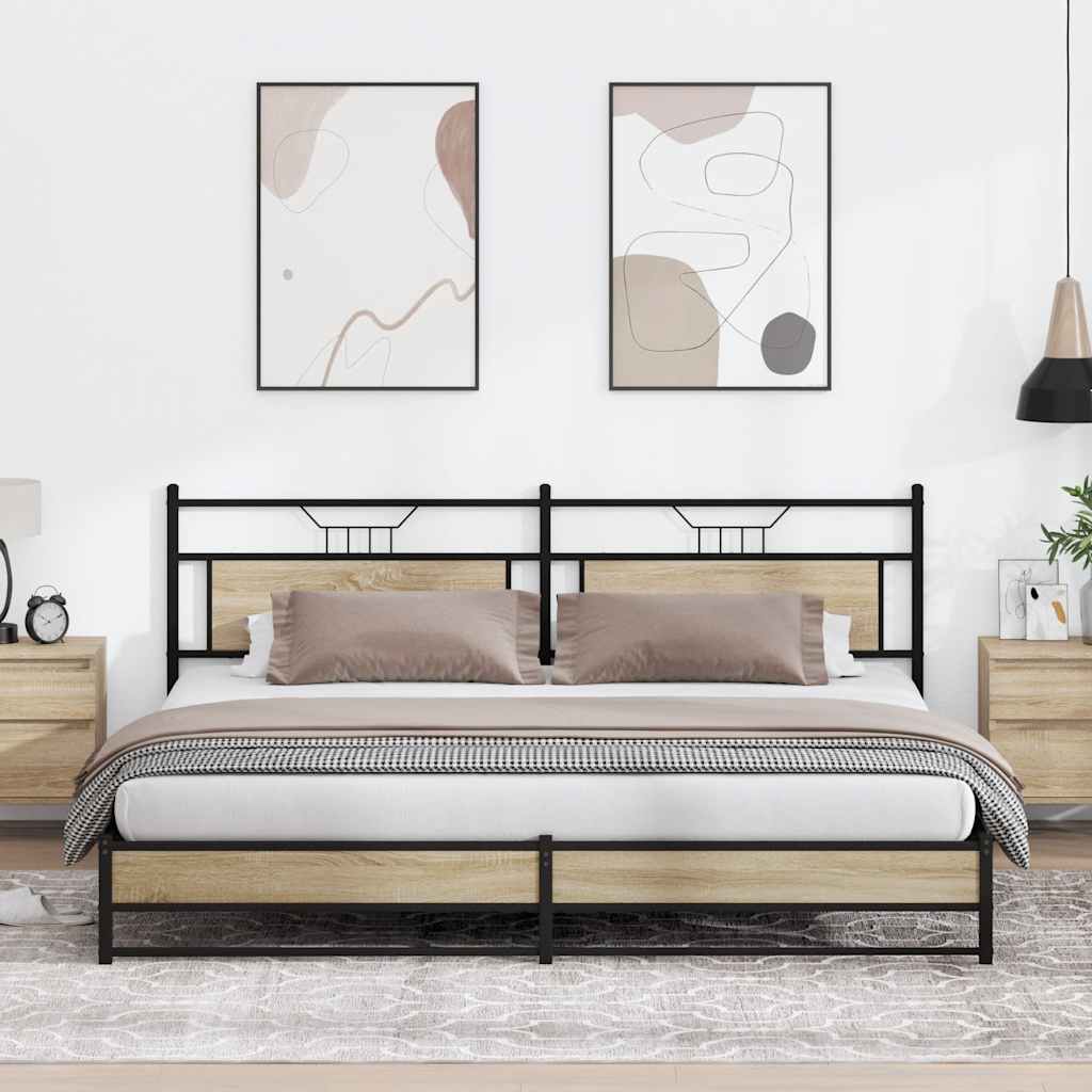 vidaXL Metalowa rama łóżka, bez materaca, dąb sonoma, 200x200 cm