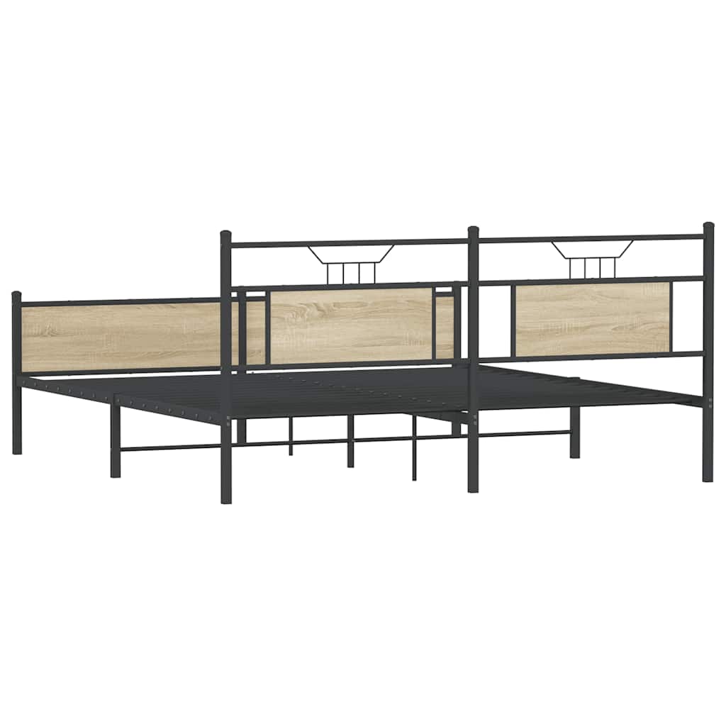 vidaXL Metalowa rama łóżka, bez materaca, dąb sonoma, 183x213 cm