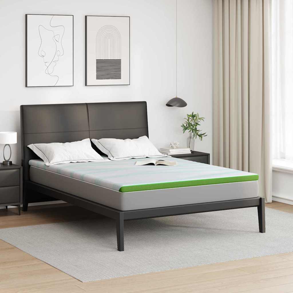 vidaXL Nakładka na materac Biały i zielony 140 x 190 cm