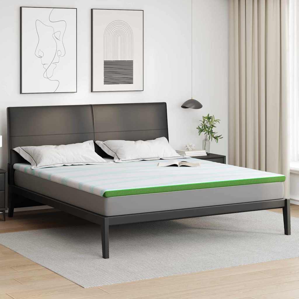 vidaXL Nakładka na materac Biały i zielony 200 x 200 cm