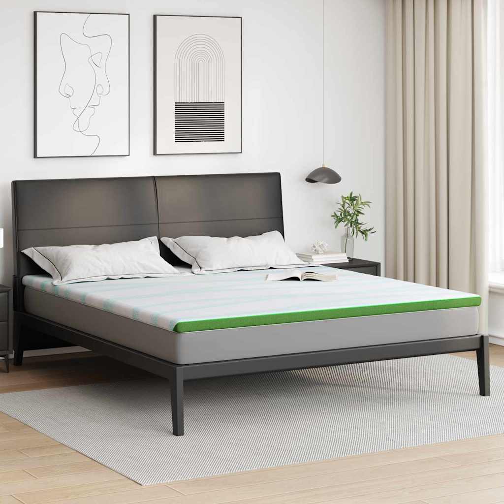 vidaXL Nakładka na materac Biały i zielony 200 x 200 cm