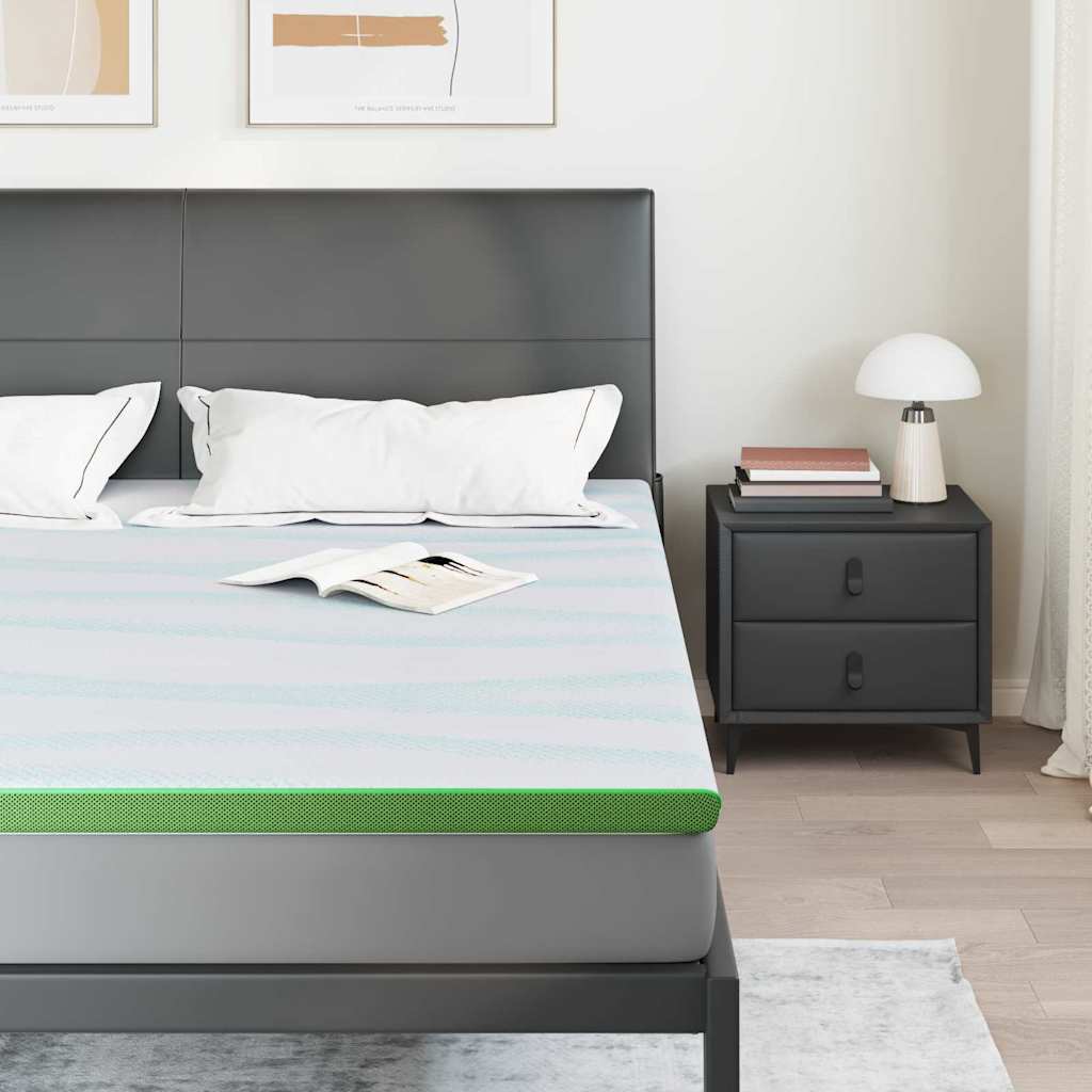 vidaXL Nakładka na materac Biały i zielony 200 x 200 cm