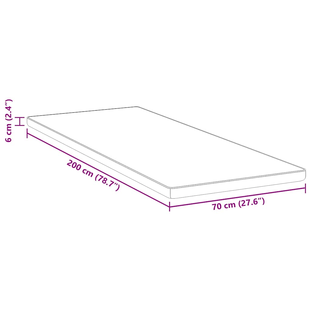 vidaXL Nakładka na materac 70 x 200 cm grubości Tkanina żakardowa