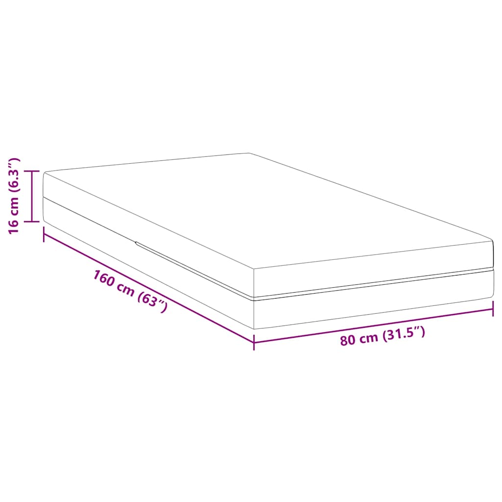 vidaXL Materac Biały 80 x 160 cm Tkanina żakardowa