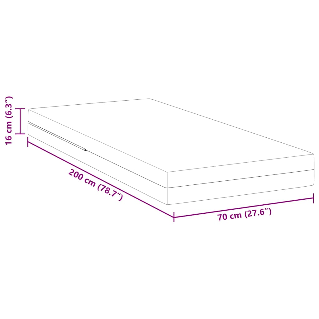 vidaXL Materac Biały 70 x 200 cm Tkanina żakardowa