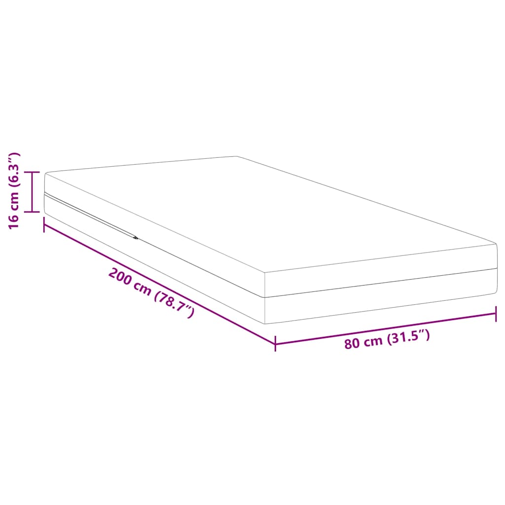 vidaXL Materac Biały 80 x 200 cm Tkanina żakardowa