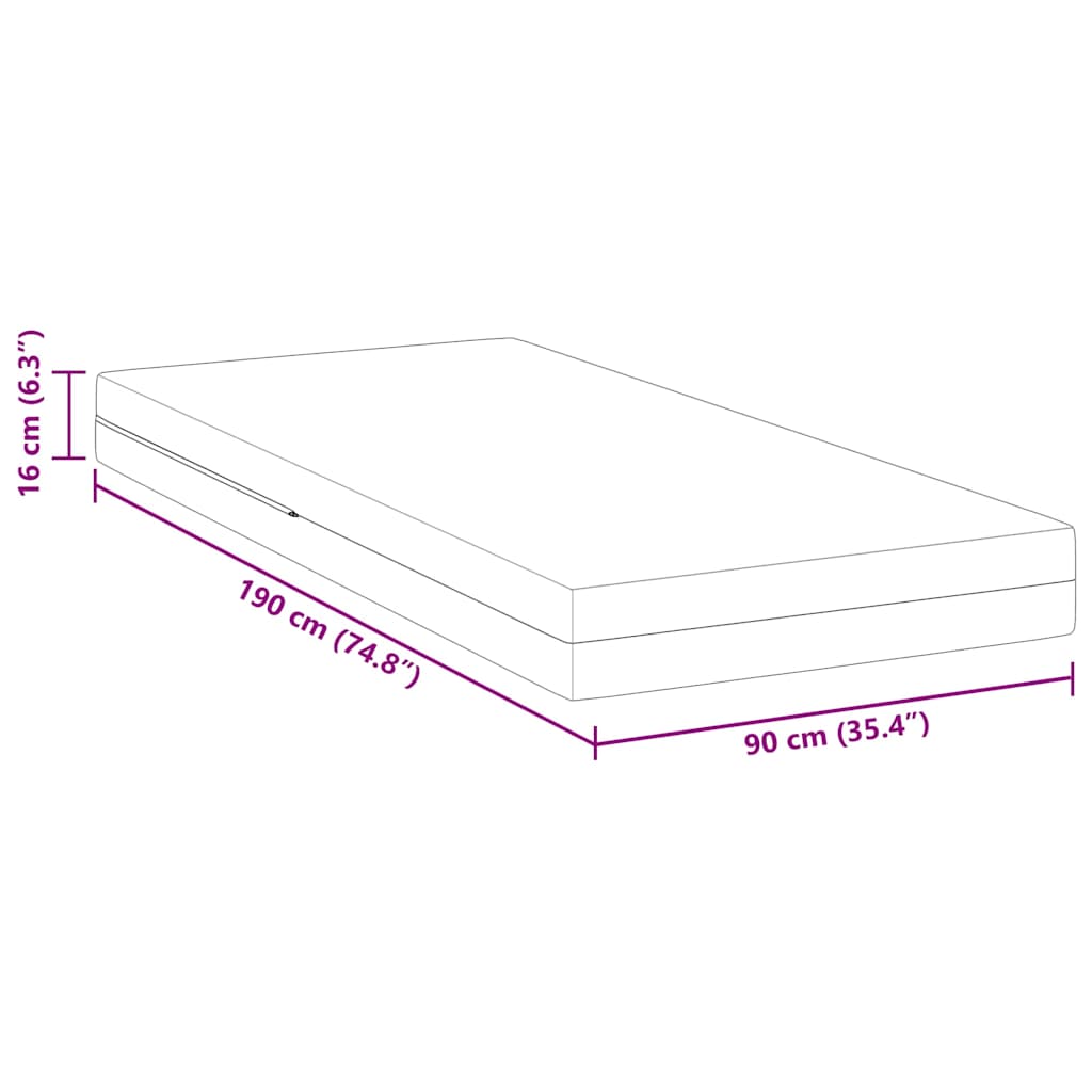vidaXL Materac Biały 90 x 190 cm Tkanina żakardowa