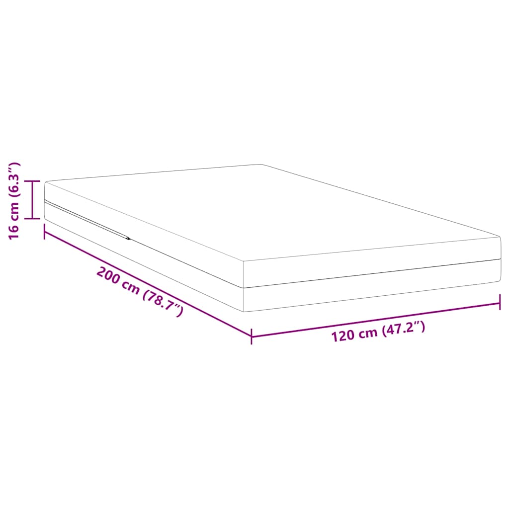 vidaXL Materac Biały 120 x 200 cm Tkanina żakardowa
