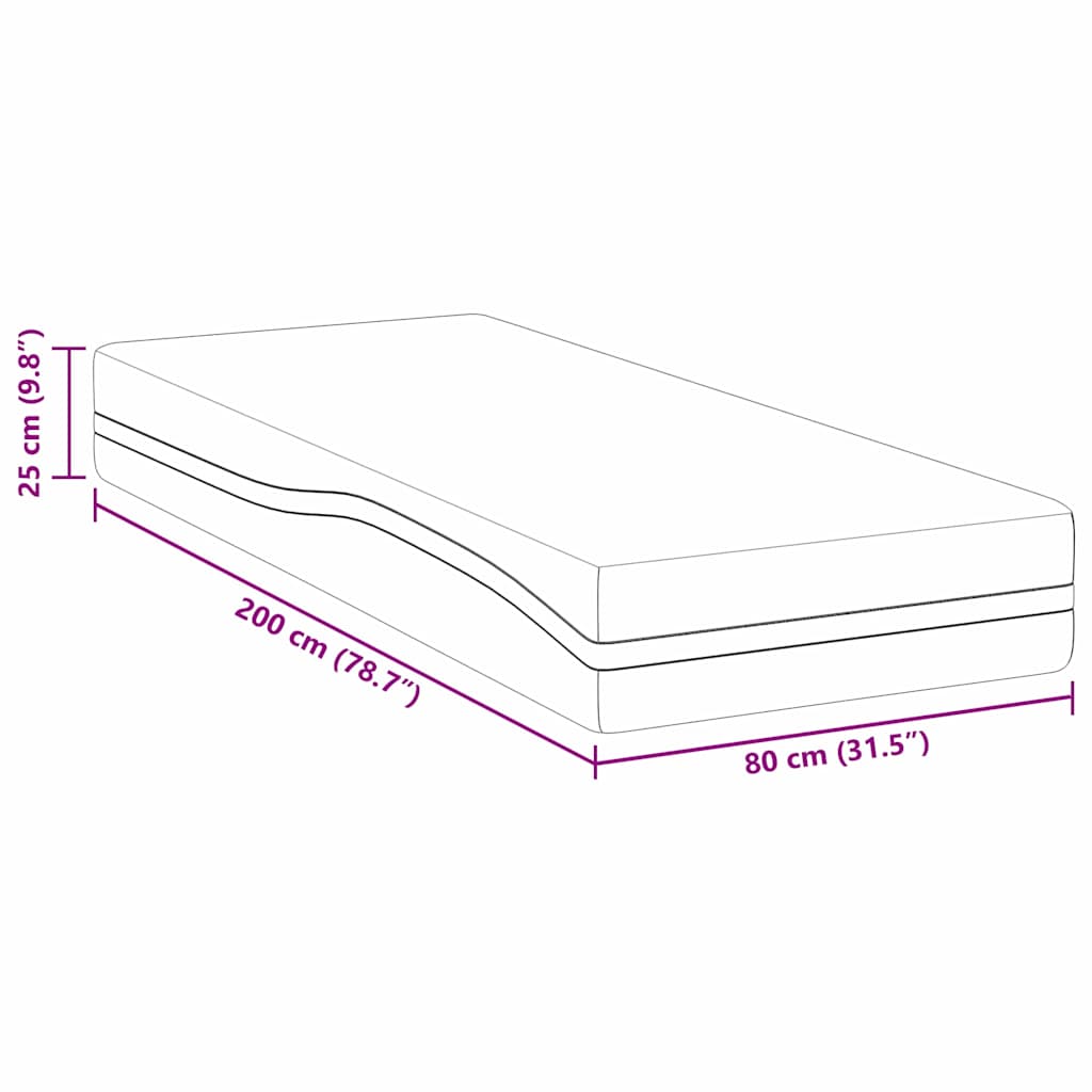 vidaXL Materac Biały i szary 80 x 200 cm Tkanina żakardowa