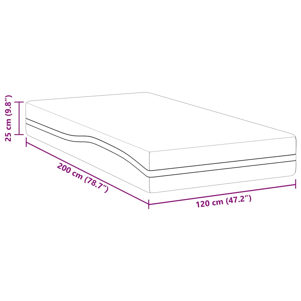 vidaXL Materac Biały i szary 120 x 200 cm Tkanina żakardowa
