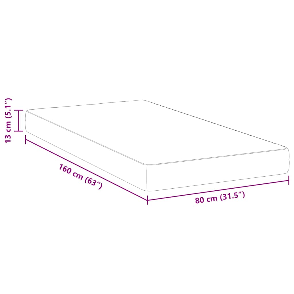 vidaXL Materac Biały 80 x 160 cm Tkanina żakardowa