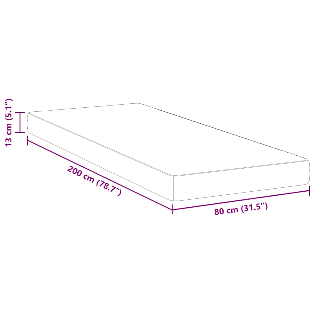 vidaXL Materac Biały 80 x 200 cm Tkanina żakardowa