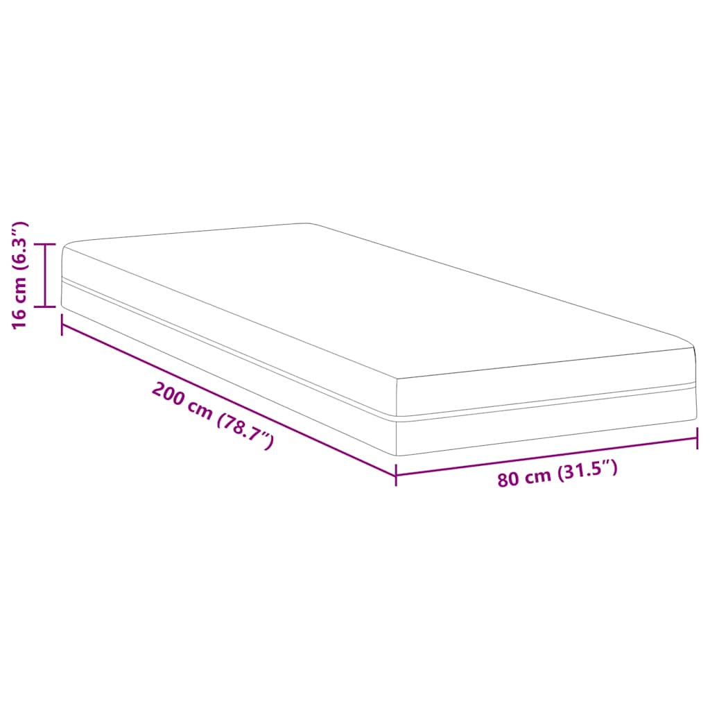 vidaXL Materac z pianki memory Średni 80 x 200 cm 16 cm Biały i szary