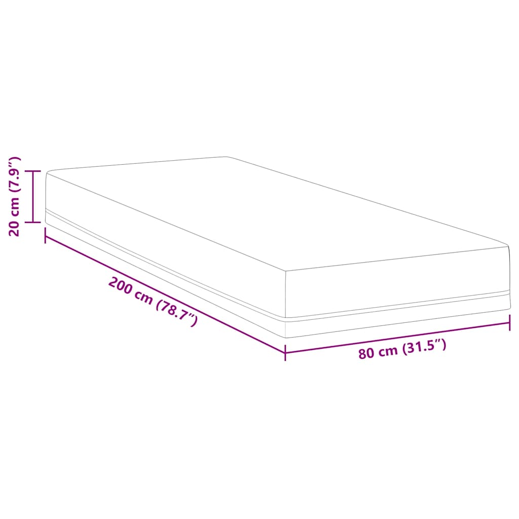 vidaXL Materac Biały i niebieski 80 x 200 cm Tkanina żakardowa