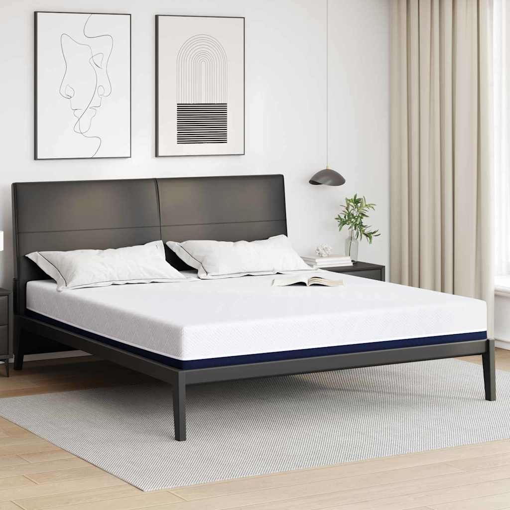 vidaXL Materac Biały i niebieski 200 x 200 cm Tkanina żakardowa
